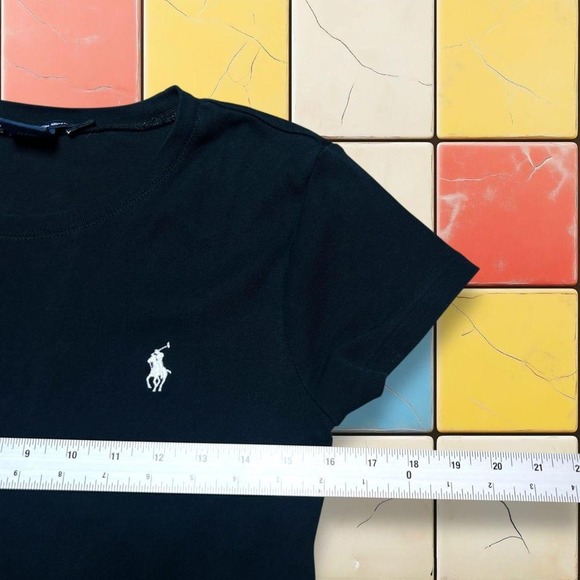 VTG Ralph Lauren Sport Tee Y2K Womans M Black Pony Polo Preppy Crewneck T-Shirt - Picture 3 of 8